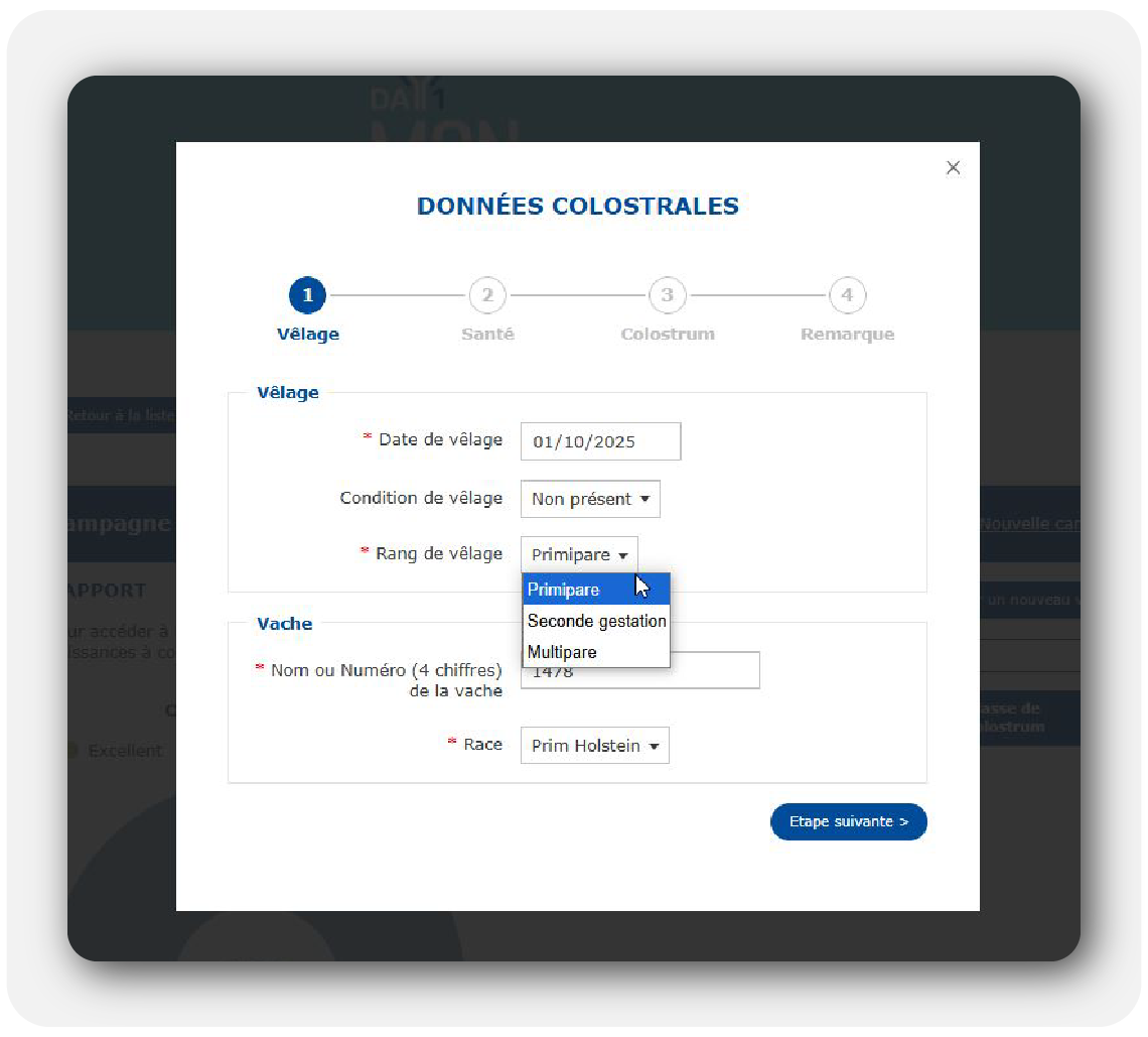 Mon Suivi : formulaire colostrum